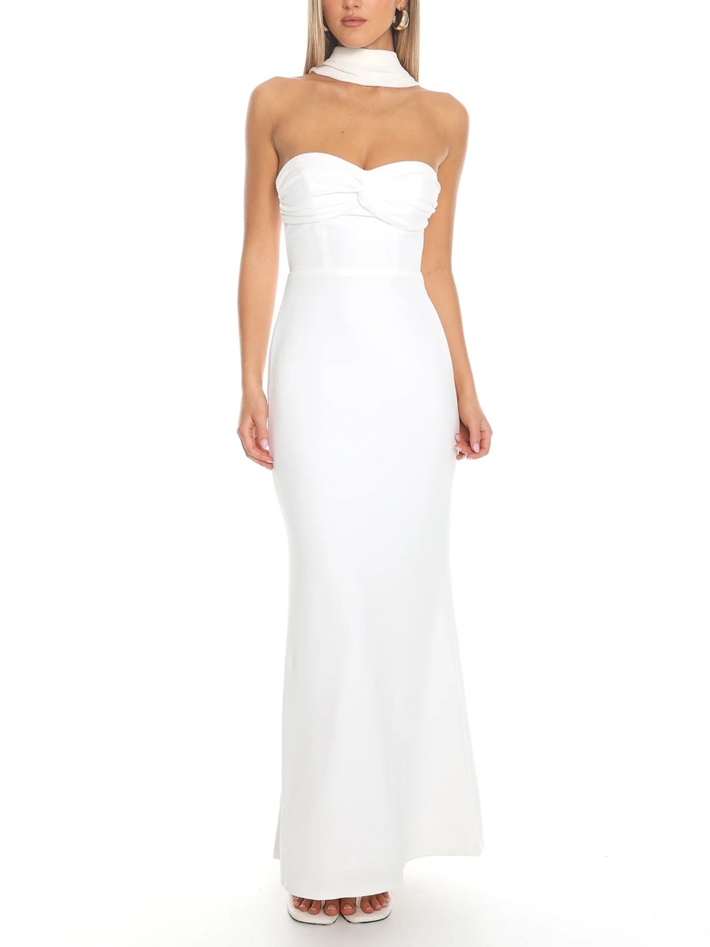 Selfie Leslie Strapless White Sheath Dress